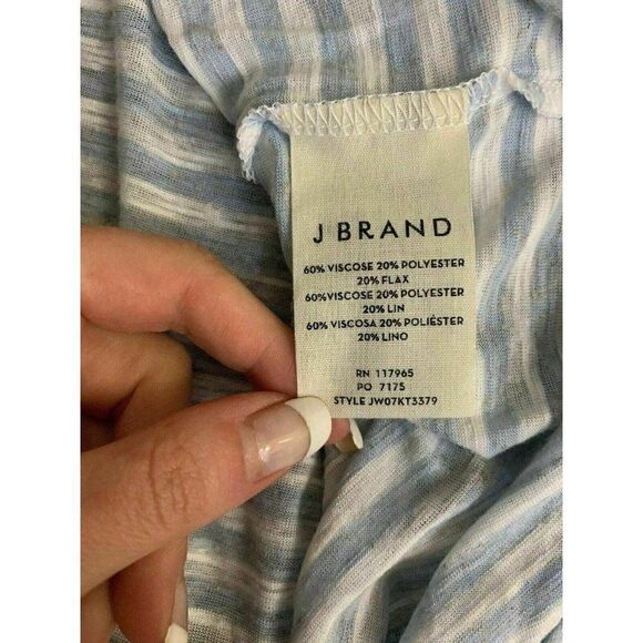 J Brand Blue White Striped Scoop Neck Tank top - Picture 6 of 8